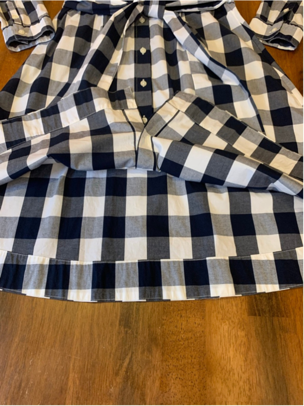 J.Crew Dress Size 4 Navy and White Checkers Button Up Tie Belt - Picture 4 of 10